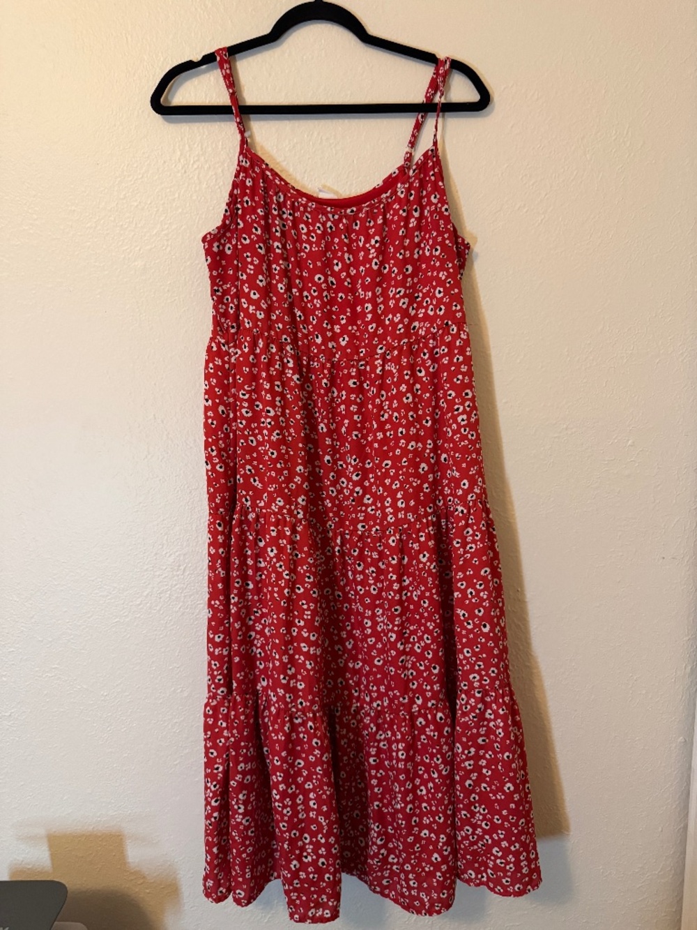 Melrose and Market Red Maxi Tiered Flowy Floral Sundress Size M